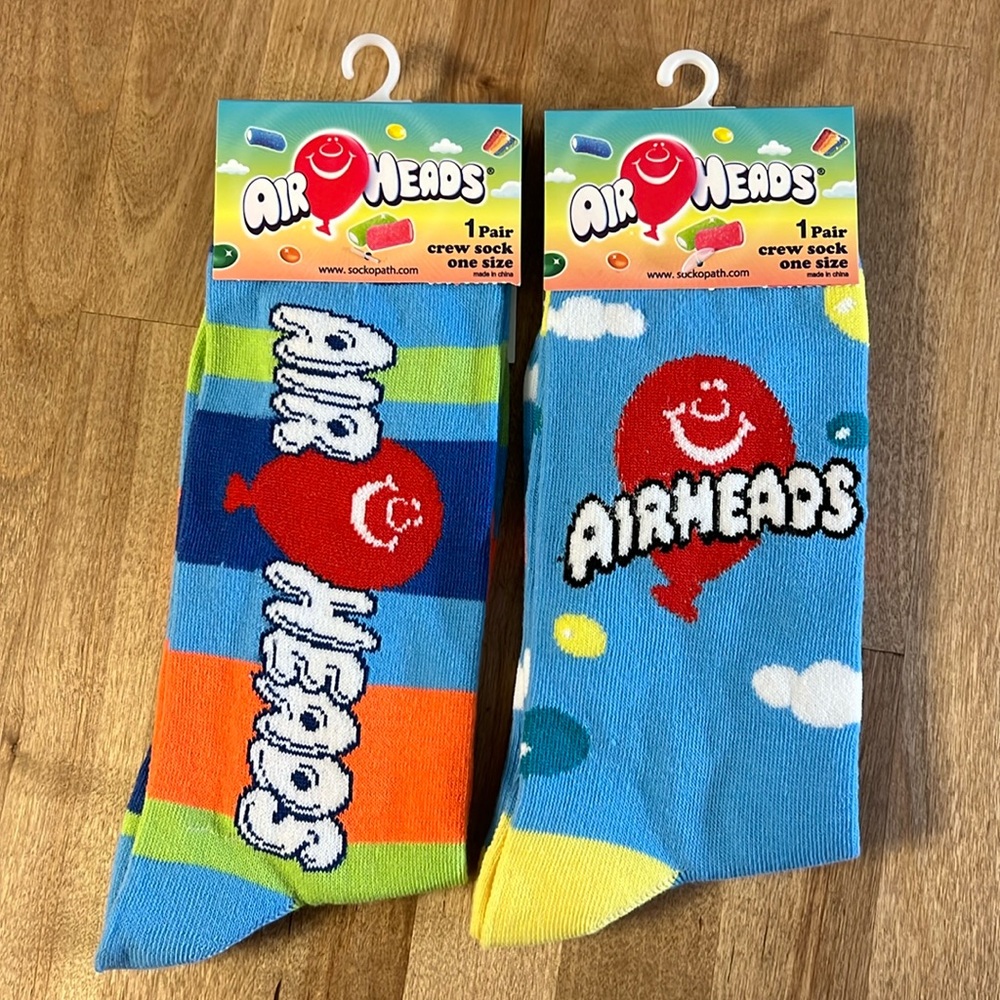 Airheads Logo Graphic Unisex 2 Pair Crew Socks NWT - Picture 3 of 11